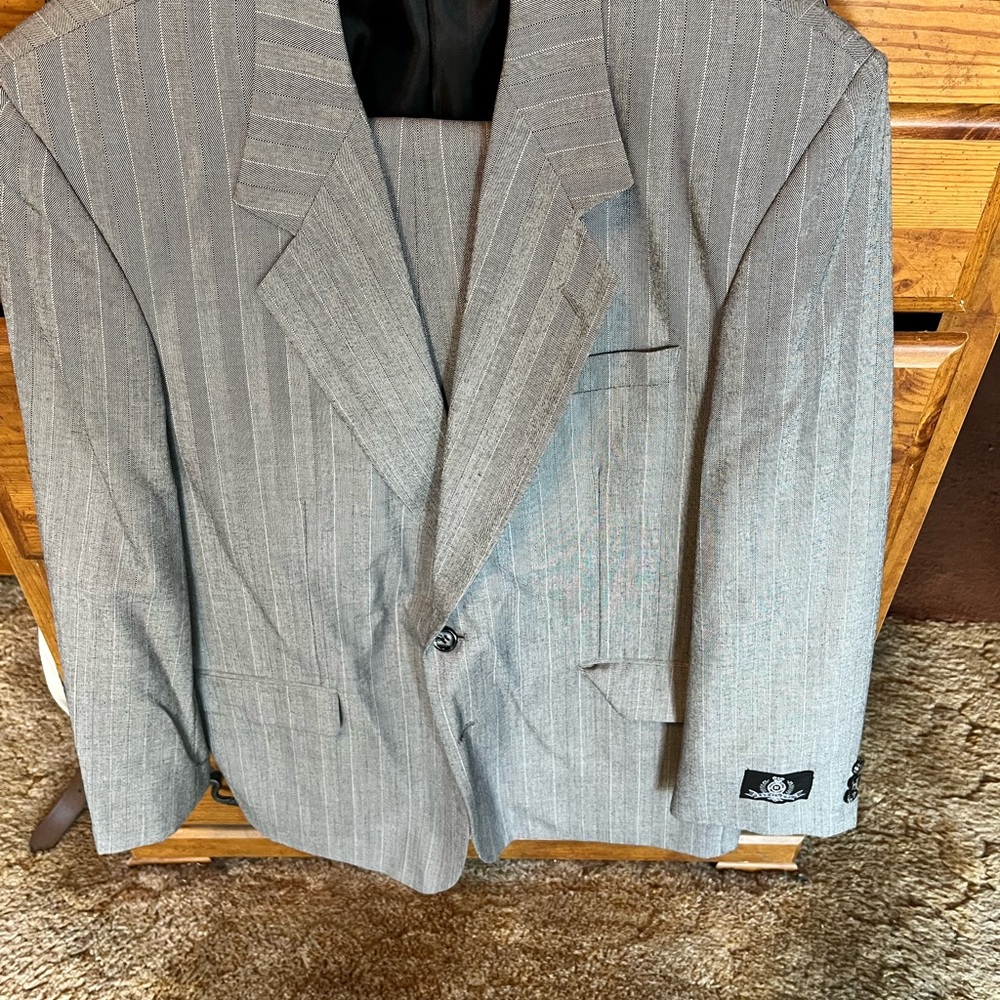 Classic Gray Striped Men's Suit Jacket